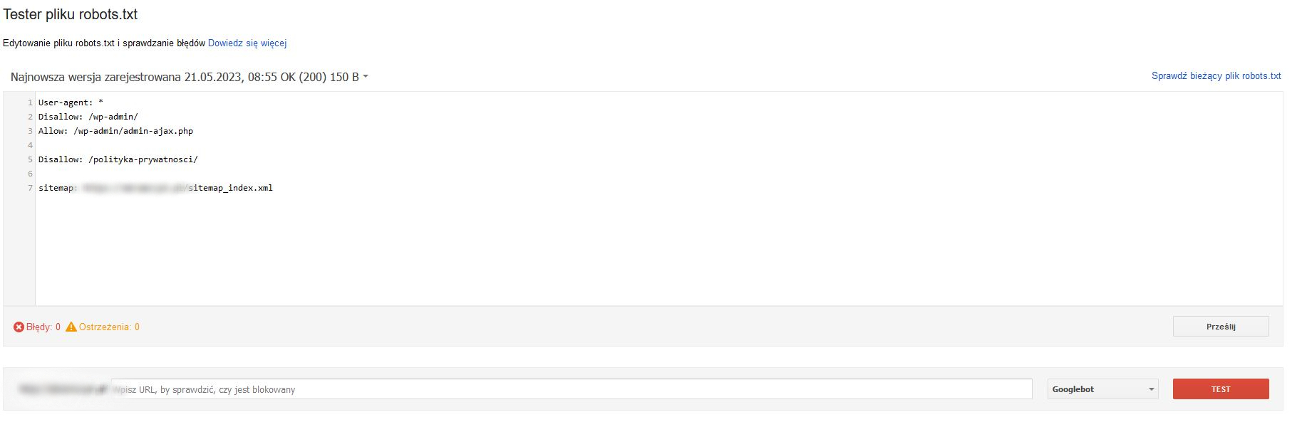 testowanie pliku robots.txt