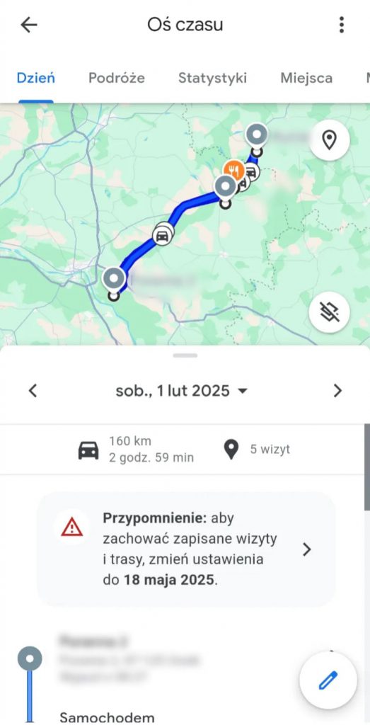  historia tras, zapisana w Google Maps