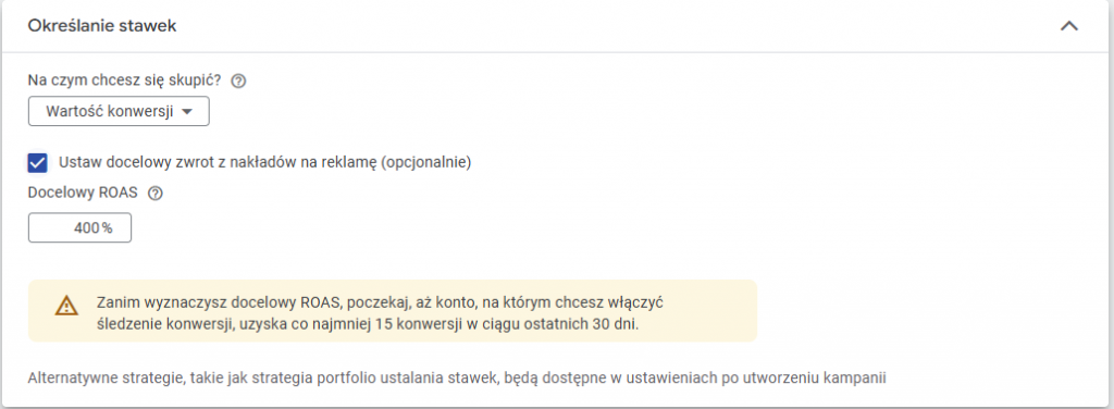 ustawianie docelowego ROAS w Google Ads
